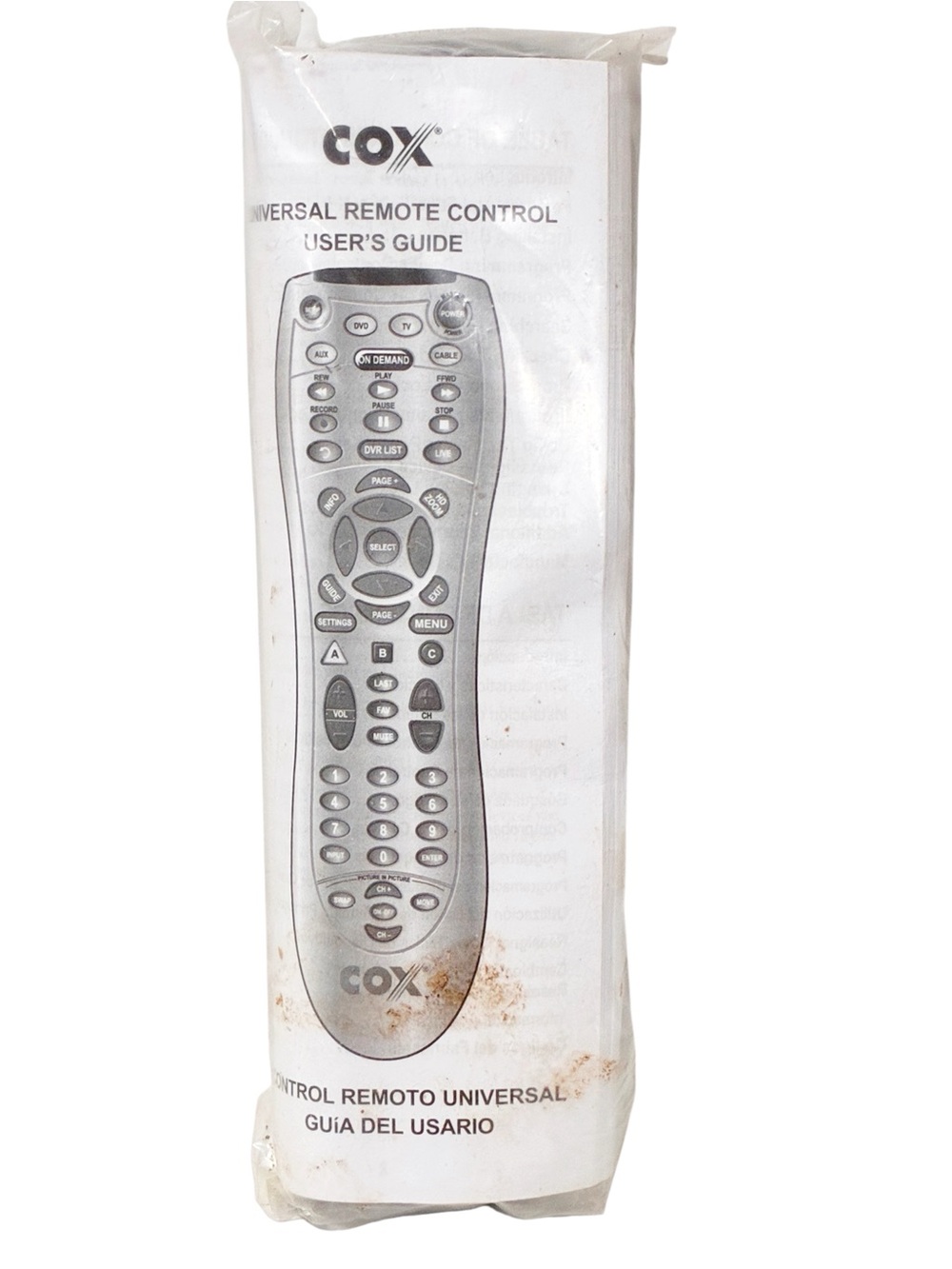 Cox Remote Control Black Universal URC 7820B01 New For TV, DVD, AUX, Cable NEW